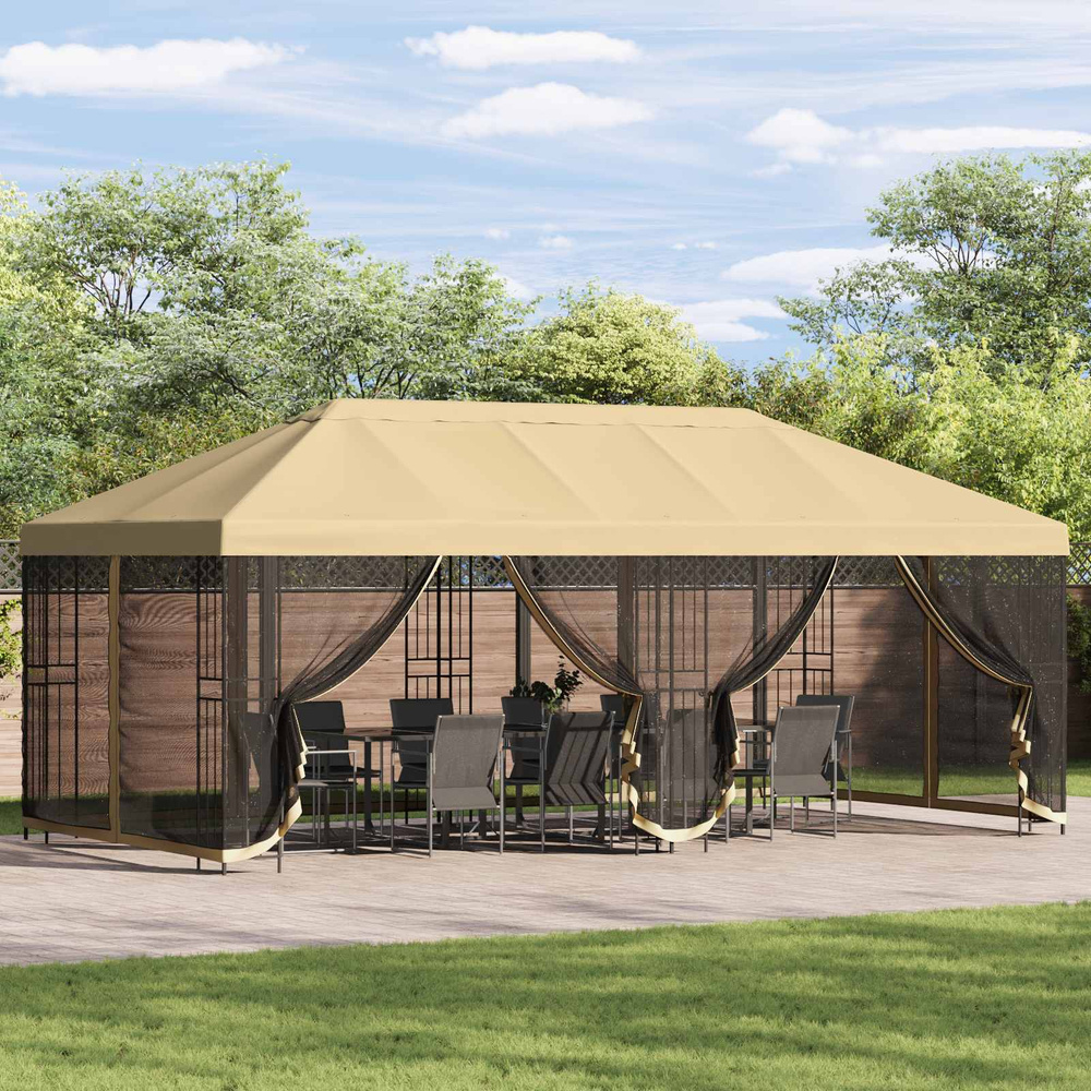 Altana z bokami 6 x 3 m kremowy Poliester i Stal 190