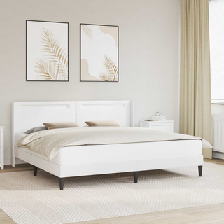 Ramka łóżka z paskami LED Biały 180 x 200 cm Ekoskóra