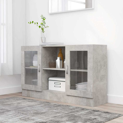 Witryna, szarość betonu 120x30,5x70 cm, materiał drewnopochodny