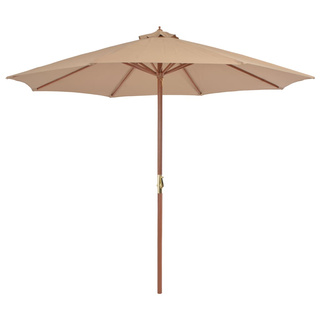 Parasol ogrodowy na drewnianym słupku, 300 cm, taupe