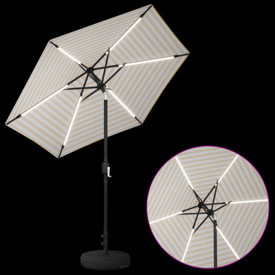 Parasol ogrodowy z oświetleniem LED i podstawą 230 x 230 cm