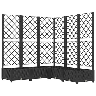 vidaXL Donica ogrodowa z kratką, czarna, 120x120x121,5 cm, PP