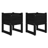 vidaXL Donice, 2 szt., czarny, 40x40x52,5 cm, lite drewno sosnowe