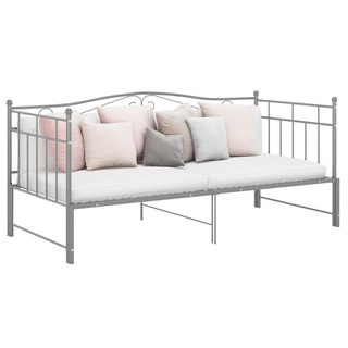 Sofa z wysuwaną ramą łóżka, szara, metalowa, 90x200 cm vidaXL
