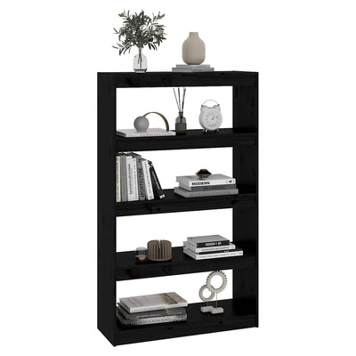 Regał na książki/przegroda, czarny, 80x30x135,5 cm, sosnowy