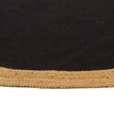 vidaXL Pleciony dywan, czarno-naturalny, 120cm, juta, bawełna, okrągły