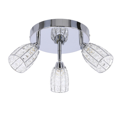 Shiba lampa sufitowa plafon chromowy 3x15w g9 klosz bezbarwny