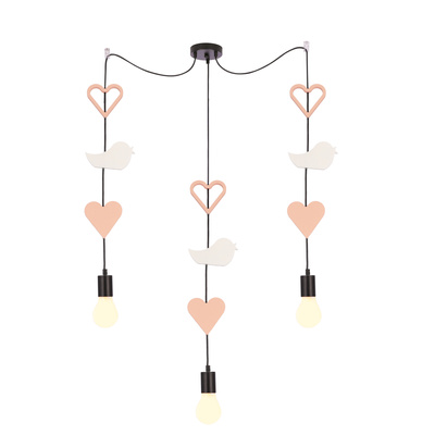 Trio hhh p lampa wisząca czarny 3x20W E27 iq kids różowy+biały