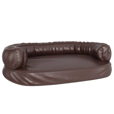 vidaXL Ergonomiczne legowisko dla psa, brąz, 88x65 cm, sztuczna skóra