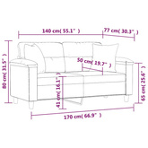2-osobowa sofa z poduszkami, czarna, 140 cm, mikrofibra