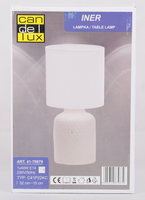 Lampka nocna Iner beżowa ceramiczna z abażurem