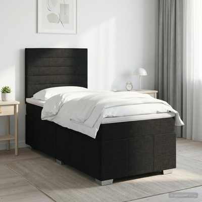 Łóżko z box spring LED z materacem Czarny 100 x 200 cm tkanina