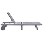 vidaXL Ogrodowy leżak z poduszką, szary, lite drewno akacjowe