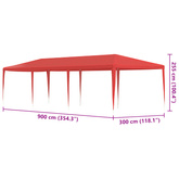 Namiot Imprezowy Czerwony 900 x 300 x 255 cm PE i stal