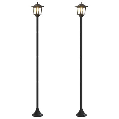 Zestaw Lamp Post with LED Bulb 2 szt. Czarny 16 x 16 x 156 cm