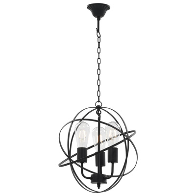 Lampa wisząca, czarna, sferyczna, 3 żarówki E27