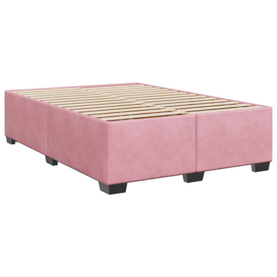 Łóżko Box Spring z materacem i LED różowy 160 x 200 cm Welur