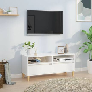 vidaXL Szafka pod TV, wysoki połysk, biała, 100x34,5x44,5 cm