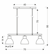 Lampa wisząca INEZZ 3x60W E27 czarna, nowoczesna oprawa sufitowa z trzema kloszami do salonu, jadalni lub kuchni, styl loft i industrial