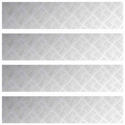 Stopień Prostokątny 4 pcs Srebrny 90 x 20 cm Aluminium