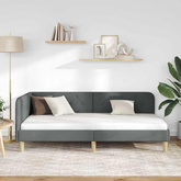 Rama łóżka narożnego Ciemnoszary 90 x 200 cm tkanina