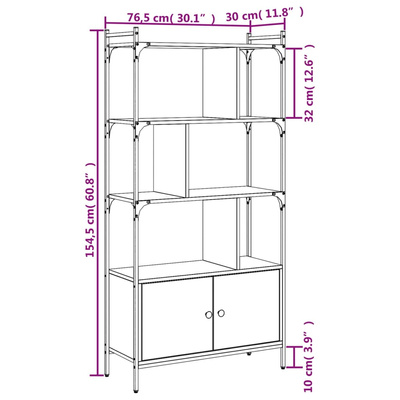Biblioteczka z drzwiczkami, przydymiony dąb, 76,5x30x154,5 cm