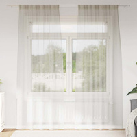 Firany Voile z zasłonami 2 pcs Kremowy 245 x 140 cm Poliester