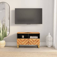 vidaXL Szafka pod TV, brązowo-czarna 70x33,5x46 cm, lite drewno mango