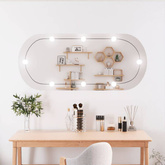 vidaXL Lustro ścienne z LED, 45x100 cm, szklane, owalne