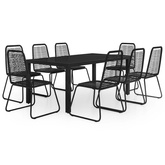 9-częściowy zestaw mebli ogrodowych, rattan PVC, czarny