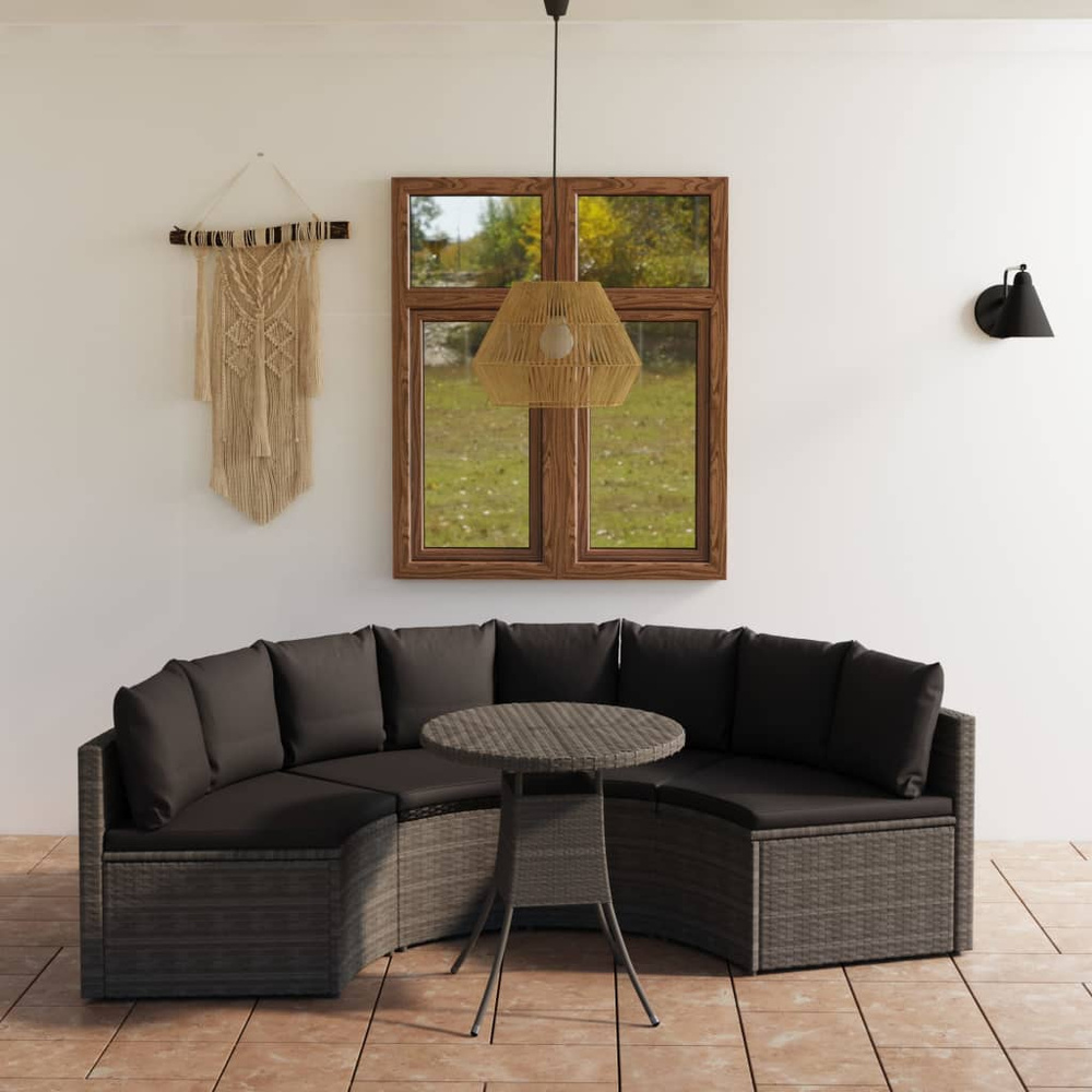 5-częściowa sofa do ogrodu, z poduszkami, polirattan, szara