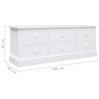 vidaXL Szafka pod TV, biała, 108x30x40 cm, drewno paulownia