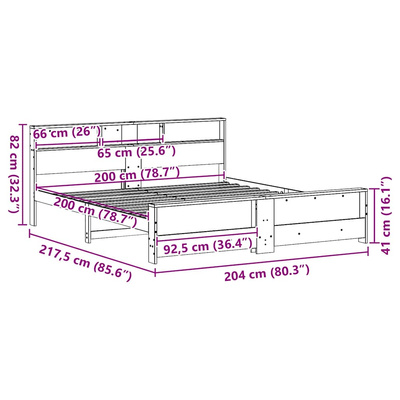 Ramka łóżka Woskowy Brąz 200 x 200 cm Lite drewno sosnowe