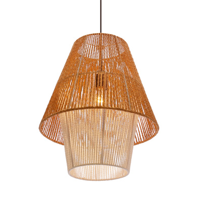 Lampa wisząca z abażurem Africa beżowo-biała do sypialni E27