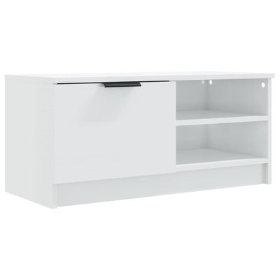 Szafka pod TV, wysoki połysk, biała, 80x35x36,5 cm