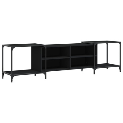 vidaXL Szafka pod TV, czarna, 203x37x50 cm, materiał drewnopochodny