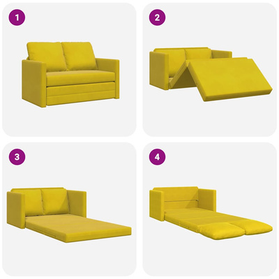 Sofa podłogowa 2-w-1, ciemnożółta, 122x204x55 cm, aksamit