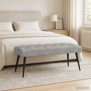 Ławka z guzikami jasnoszary 110 x 40 x 46 cm Welur