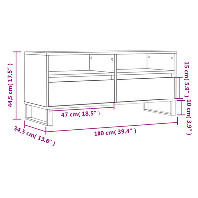 vidaXL Szafka pod TV, biała, 100x34,5x44,5 cm, materiał drewnopochodny model standard
