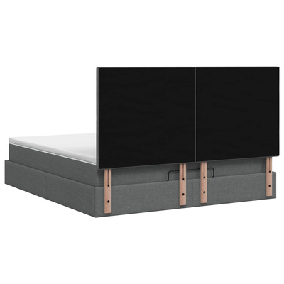 Łóżko ottoman z materacem ciemnoszary 140 x 190 cm tkanina