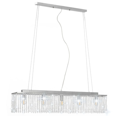vidaXL Lampa sufitowa z kryształowymi koralikami, srebrna, 104 cm, E14