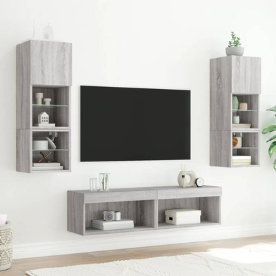 vidaXL Szafka pod TV, z LED, kolor szary dąb sonoma, 60x30x30 cm