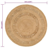 vidaXL Ręcznie pleciony dywan z juty, 150 cm, okrągły model standard