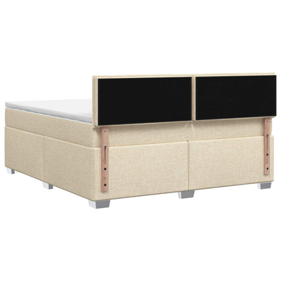 Łóżko Box Spring z materacem i LED kremowy 140 x 200 cm tkanina