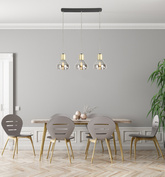 Lampa wisząca złota szkło 3xE14 70cm GREGORY