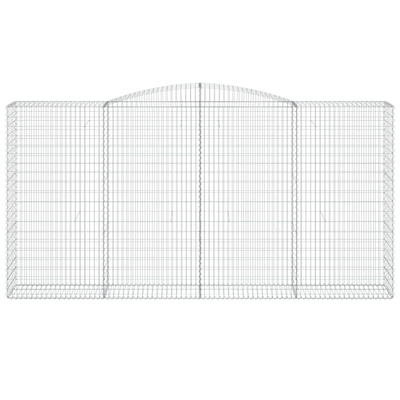 Kosze gabionowe, 2 szt, 400x50x200/220 cm, galwanizowane żelazo