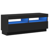 Szafka pod TV z oświetleniem LED, czarna, 100x35x40 cm