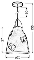 Lampa sufitowa wisząca 1X60W E27 szary + złoty PATCH 31-43269