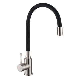 Bateria zlew. silva z elastyczną wylewką, inox / czarny BZ-86-043-L Invena