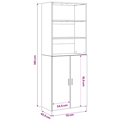 Highboard Czarny dąb 70 x 42,5 x 185 cm Drewno inżynieryjne